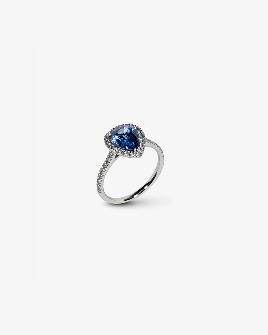 Anel gota safira azul