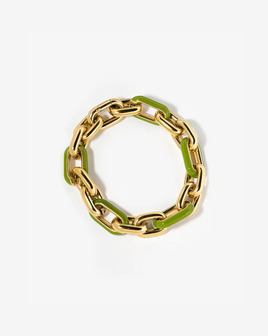 Pulseira de prata em esmalte verde