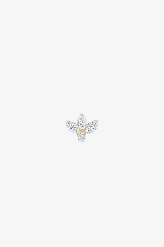 Piercing lótus com três diamantes