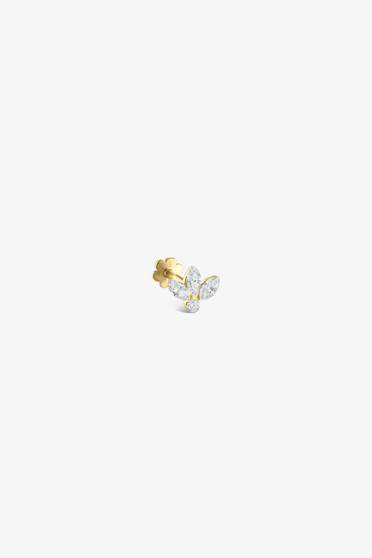 Piercing lótus com três diamantes
