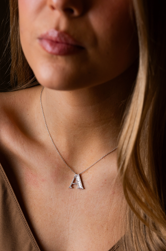 Letter Gold Necklace with Diamonds