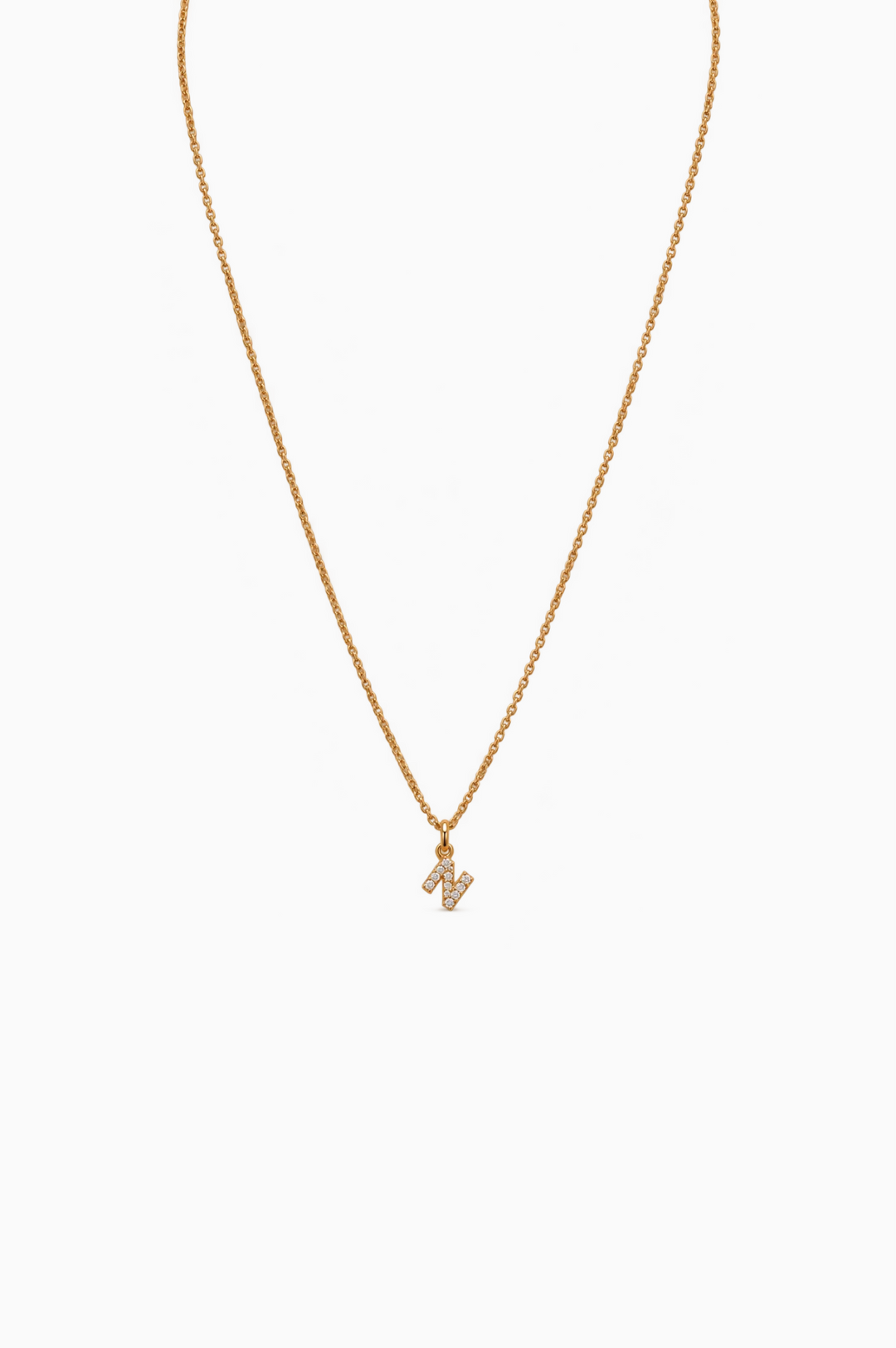 Pink Gold Necklace with Letter N and Diamonds