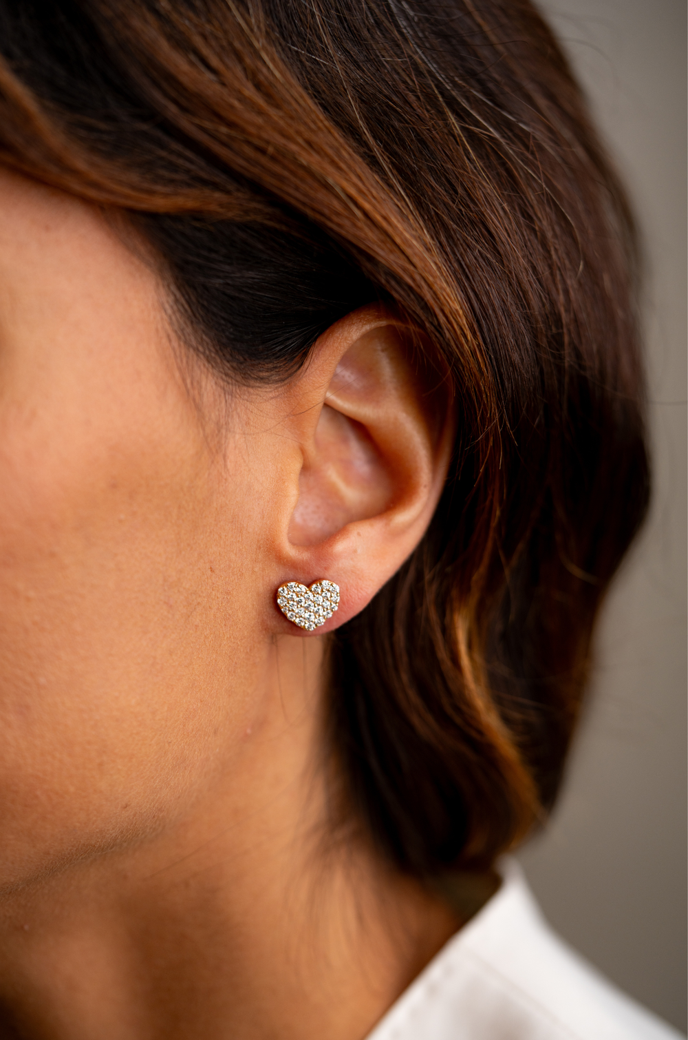 Heart Pink Gold Earrings with Diamonds