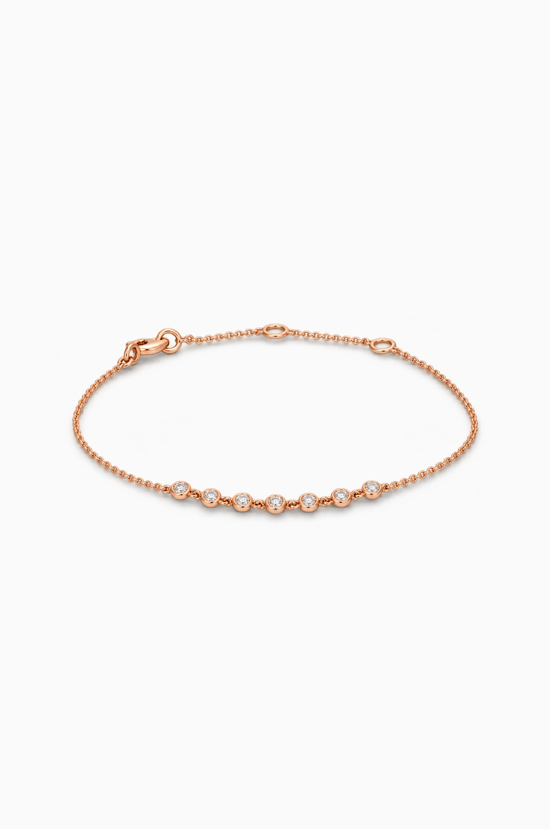 Pink Gold Chain Bracelet with 7 Diamonds