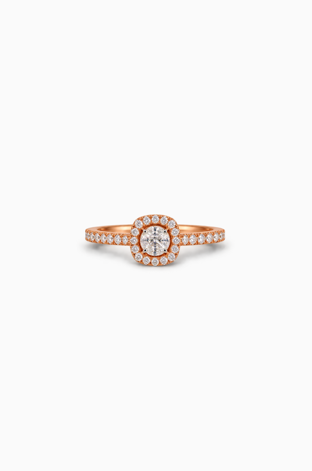 Pink Gold Engagement Ring with Diamonds