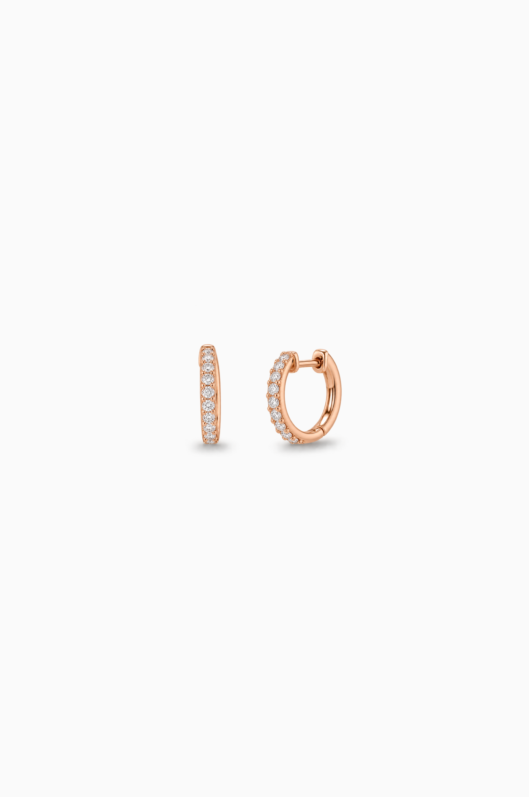 Pink Gold Hoops with Diamonds