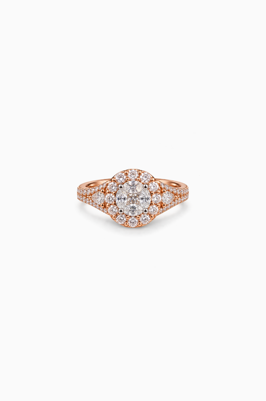 Pink Gold Engagement Ring with Diamonds