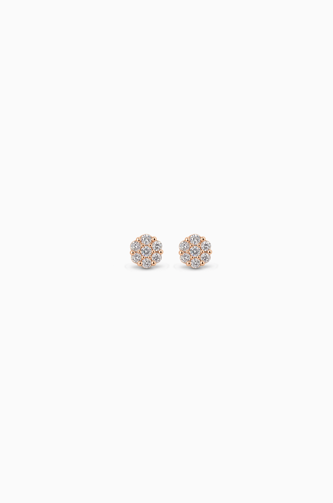 Brincos Tiny Flower em Ouro Rosa com Diamantes