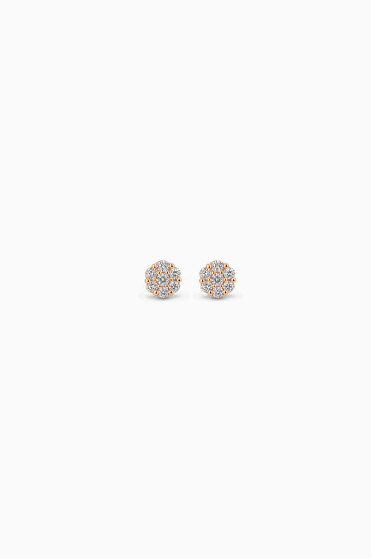 Brincos Tiny Flower em Ouro Rosa com Diamantes