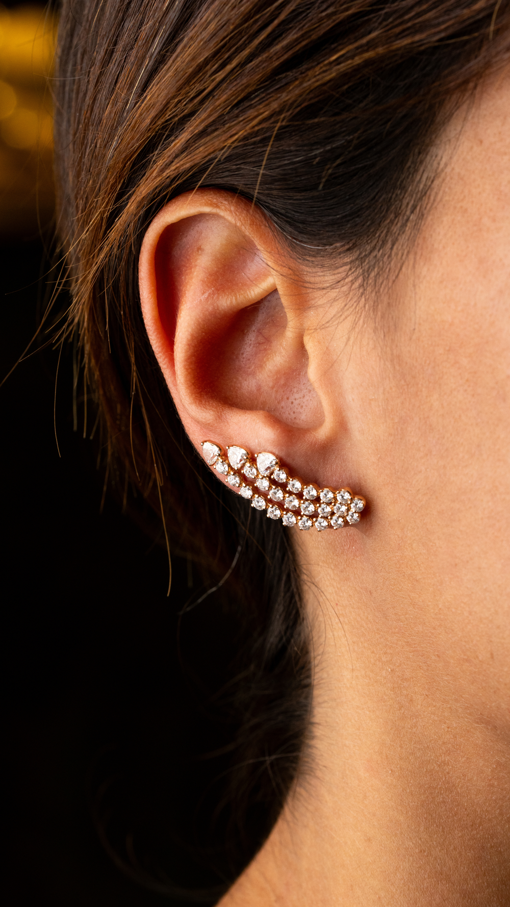 Brincos em ouro rosa com diamantes