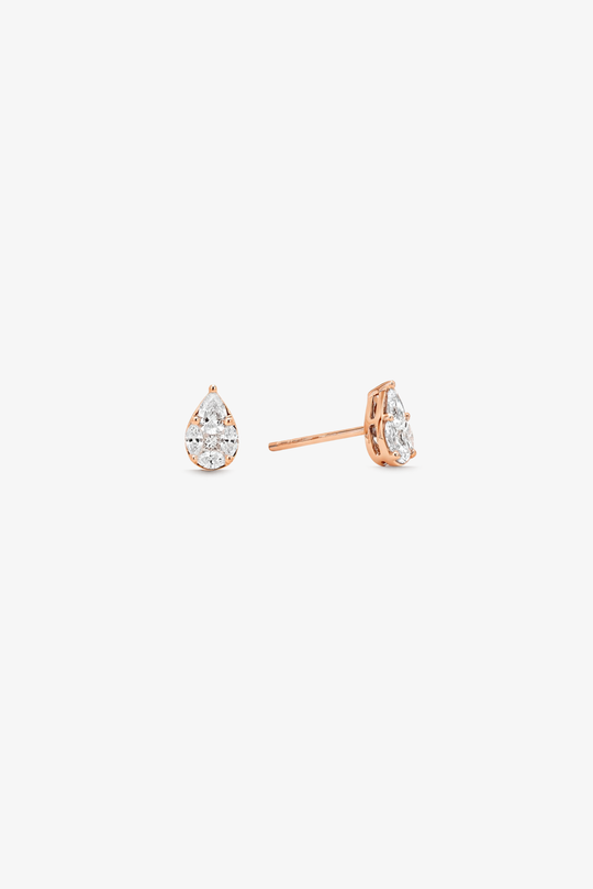 Drop Pink Gold Earrings with Diamonds