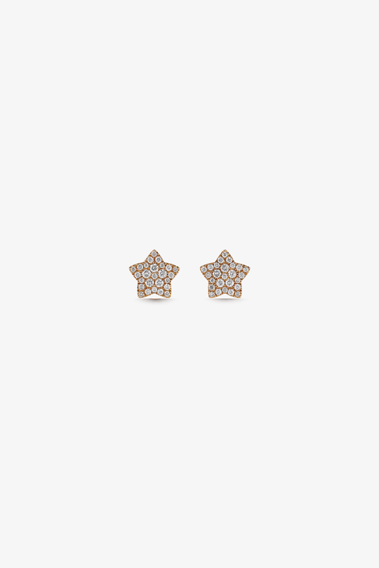 Brincos Estrela Ouro Rosa com Diamantes