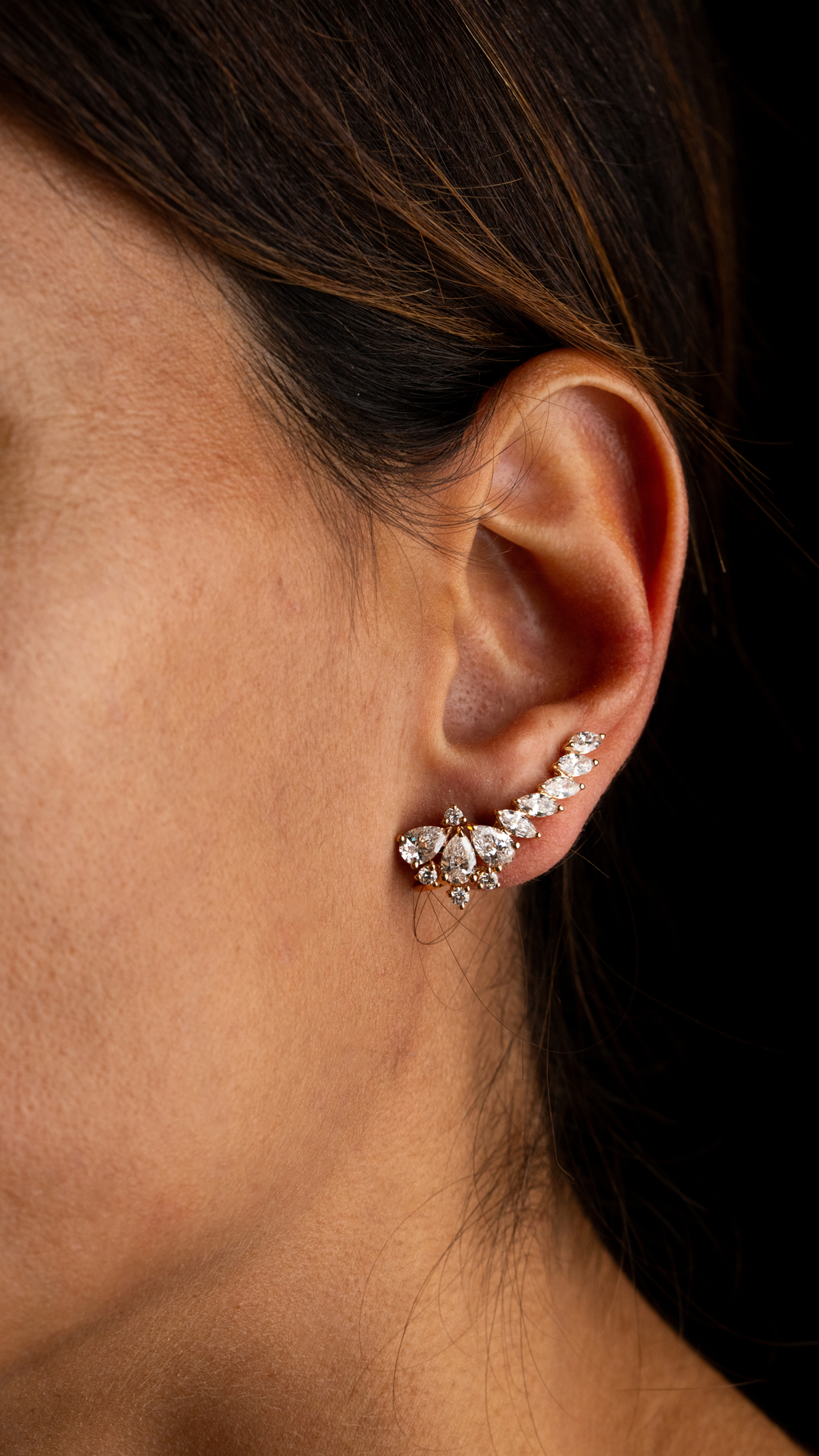 Brincos em ouro rosa com diamantes