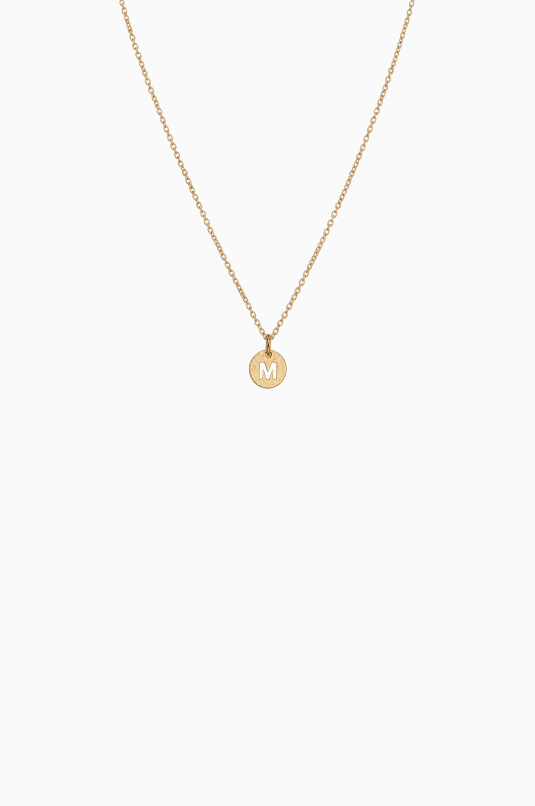 Yellow Gold Necklace with Letter M