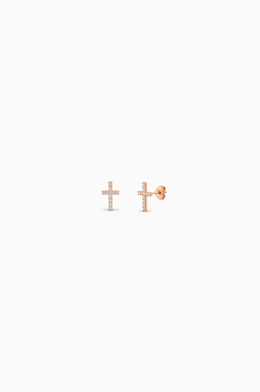 Cross Pink Gold Earrings with Diamonds