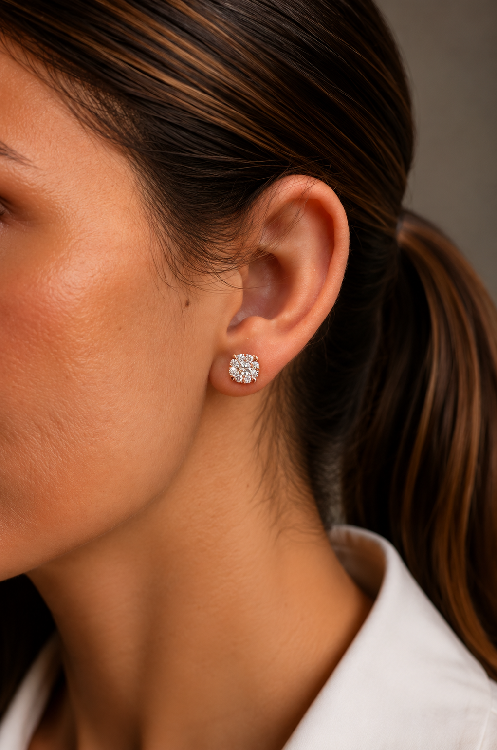 Brincos de ouro rosa com diamantes