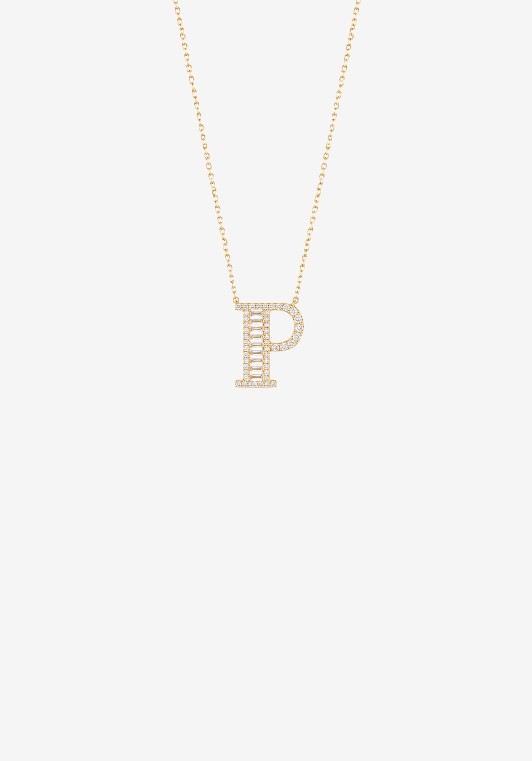 Pink Gold Necklace with Letter P and Diamonds