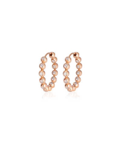 Pink Gold with Diamonds Hoop Earrings