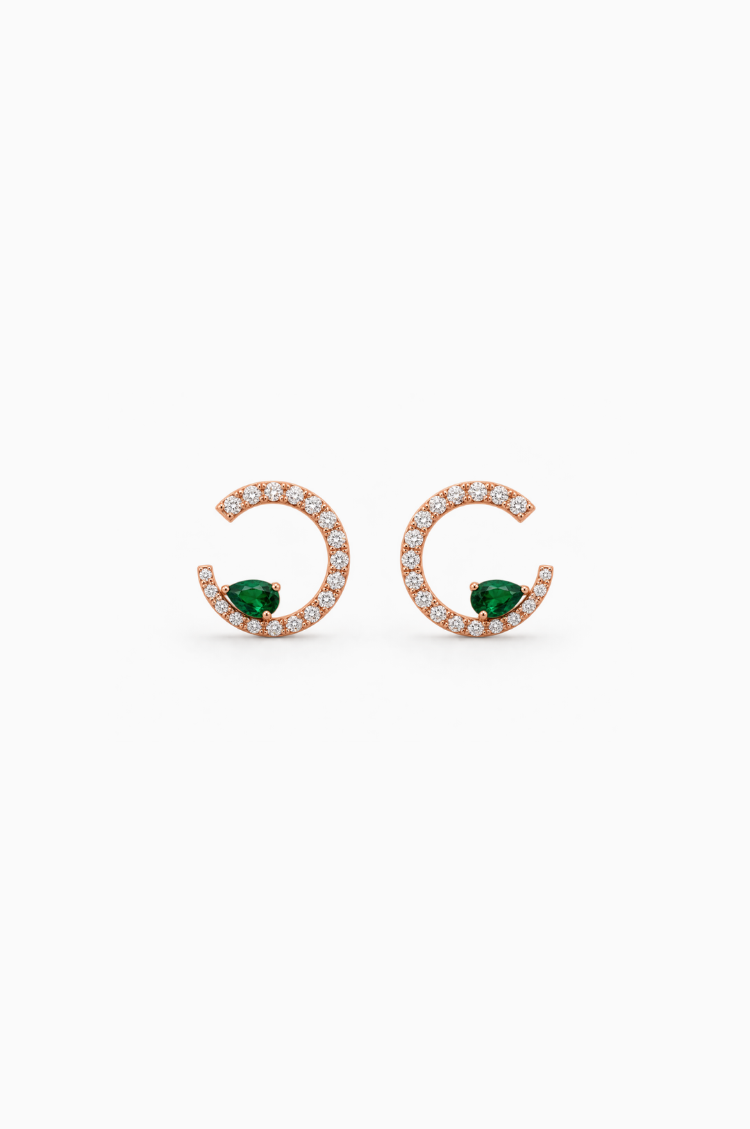 Brincos Sasa M em ouro rosa com diamantes e tsavoritas