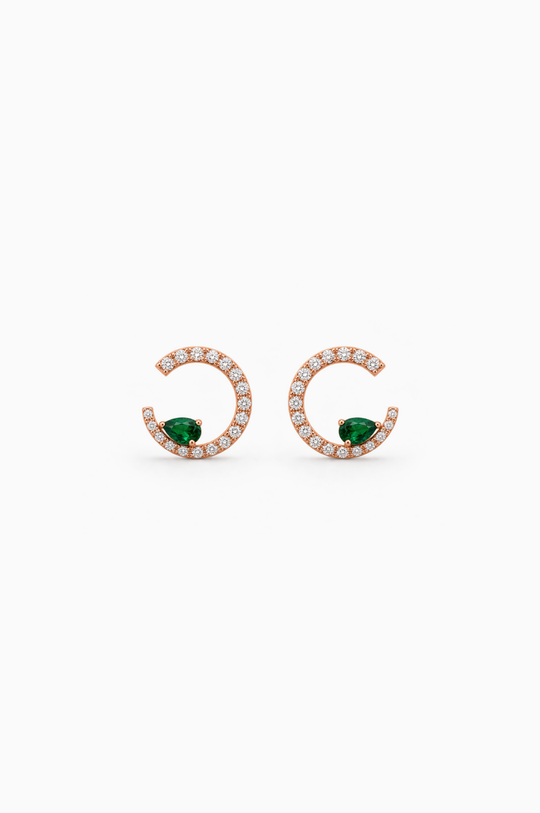 Brincos Sasa M em ouro rosa com diamantes e tsavoritas