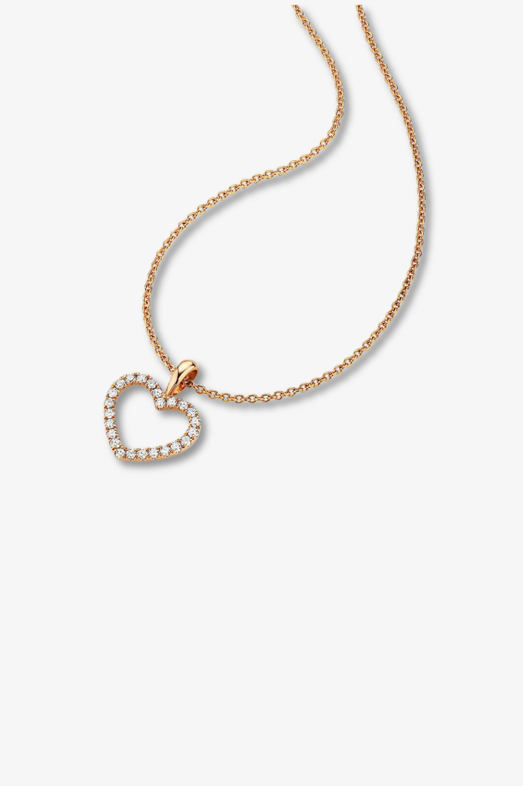Colar Coração em Ouro Rosa com Diamantes