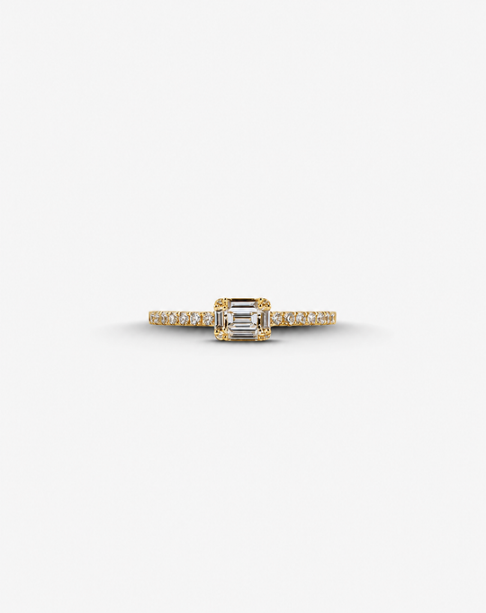 Anel de Noivado em Ouro Amarelo e Diamante