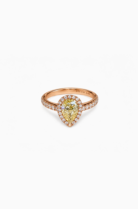 Pink Gold Ring with Yellow Diamond