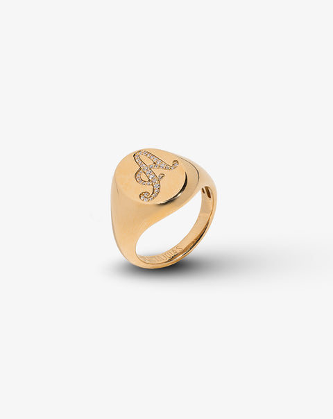 Letter A Gold Ring