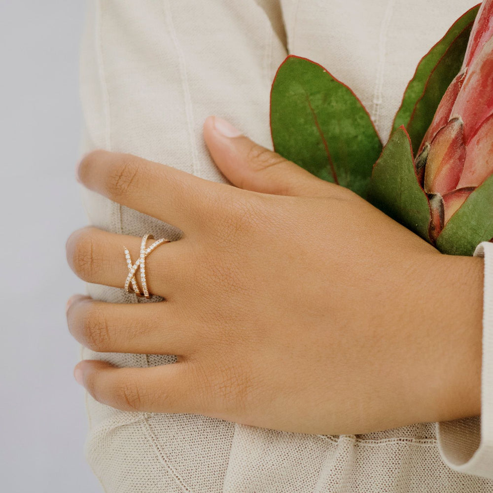 Loulou Pink Gold Ring with Diamonds