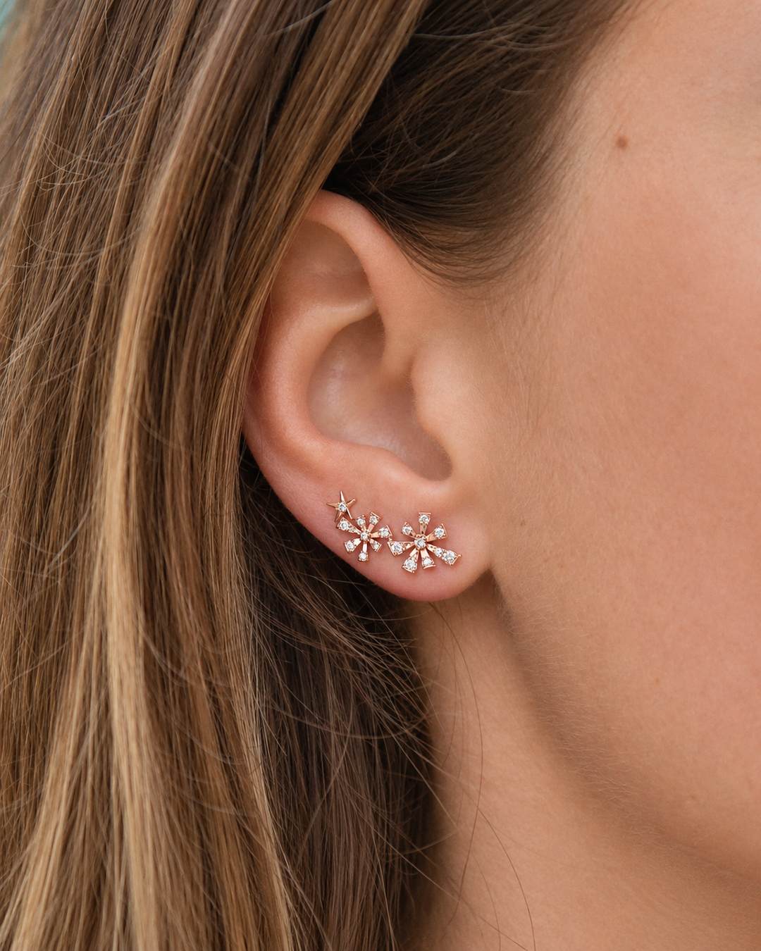 Luzia Pink Gold Earrings with Diamonds