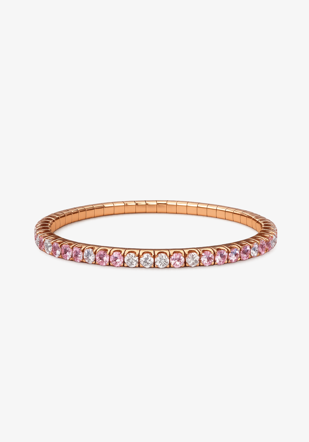 Pink Gold Tennis Bracelet with Diamonds and Sapphires