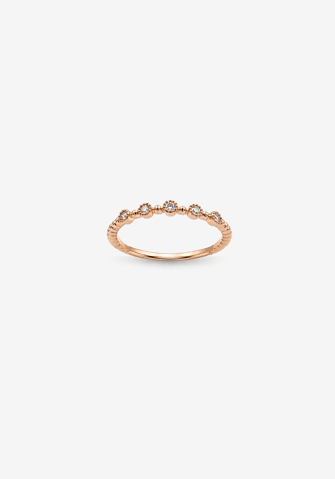 Pink Gold Ring with 5 Diamonds