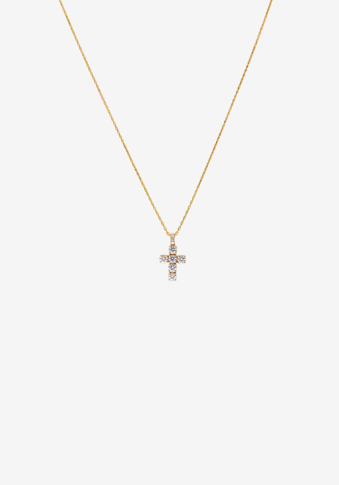 Fio Rosa Dourado Cruz com Diamantes