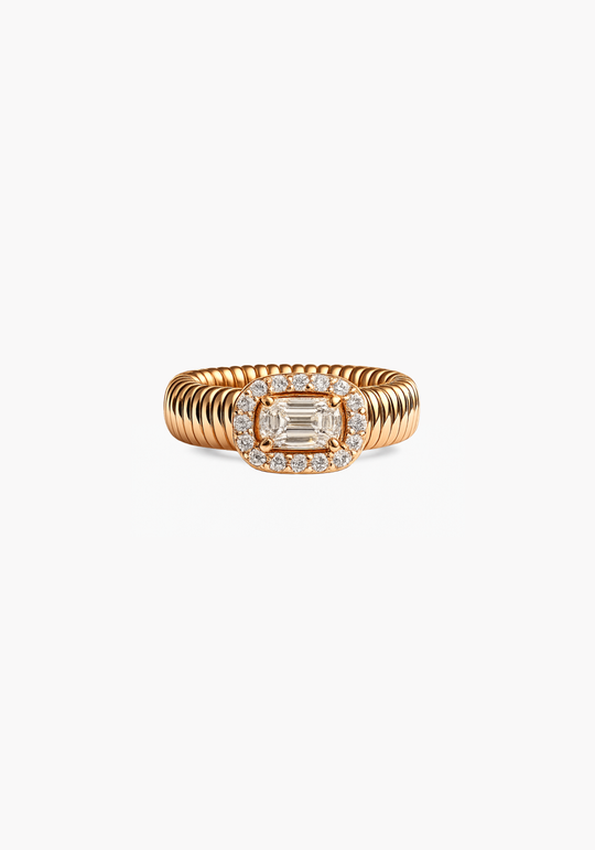 Anel de ouro rosa com diamantes