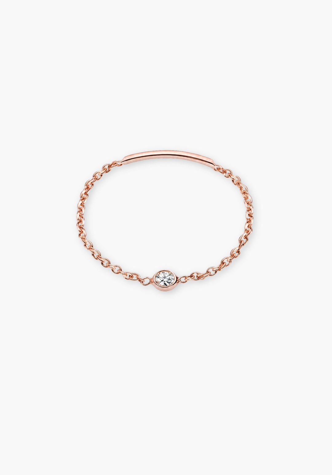 Gold Chain Ring with Solitaire Diamond
