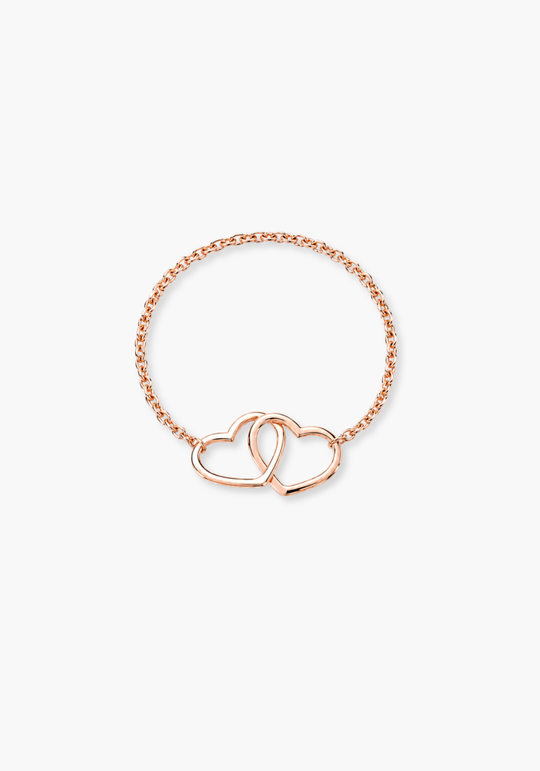 Soft Two Hearts Chain Ring