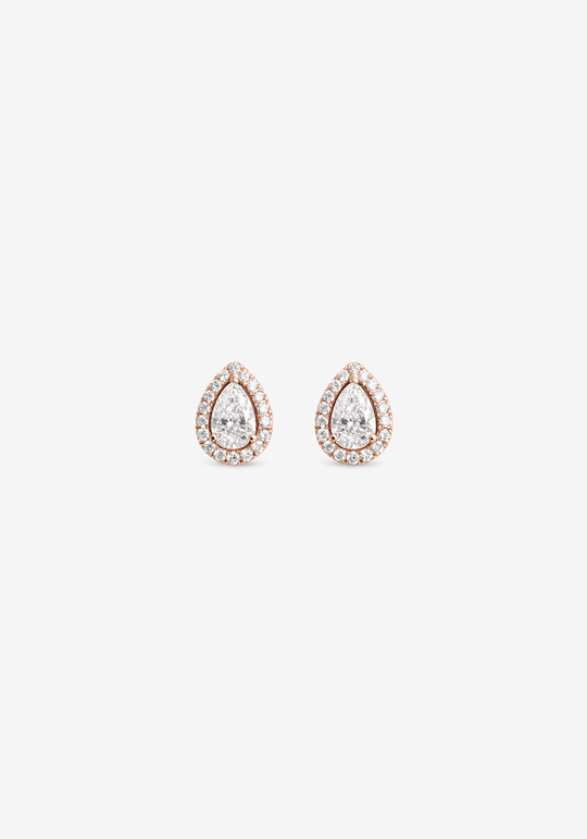 Drop Pink Gold Earrings with Diamonds