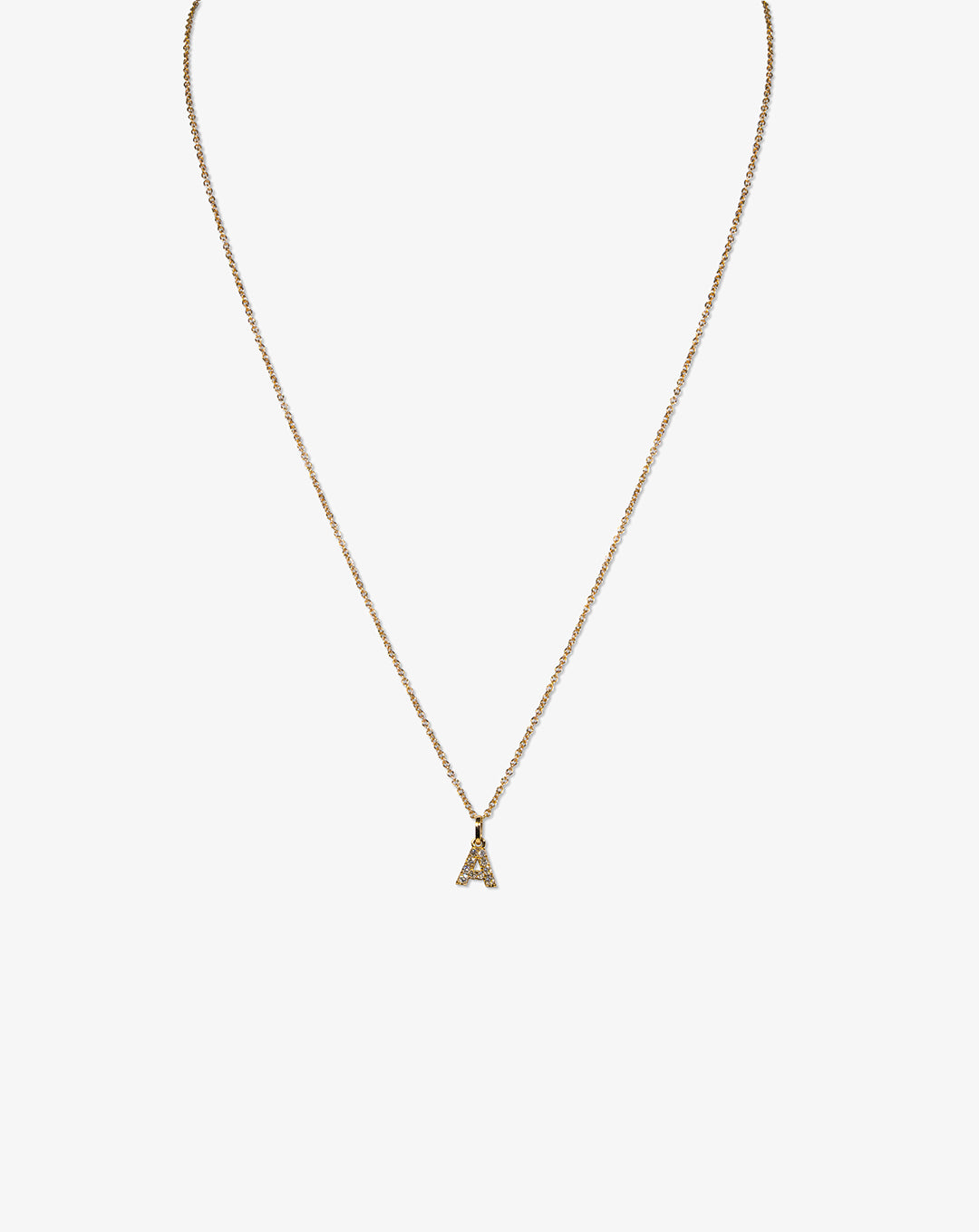 Pink Gold Necklace with Letter A and Diamonds