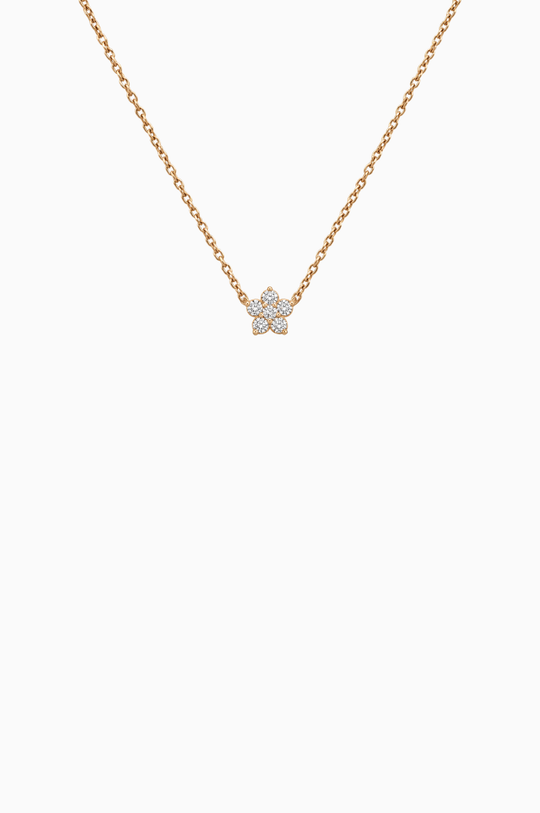 Colar flor em ouro rosa com diamantes