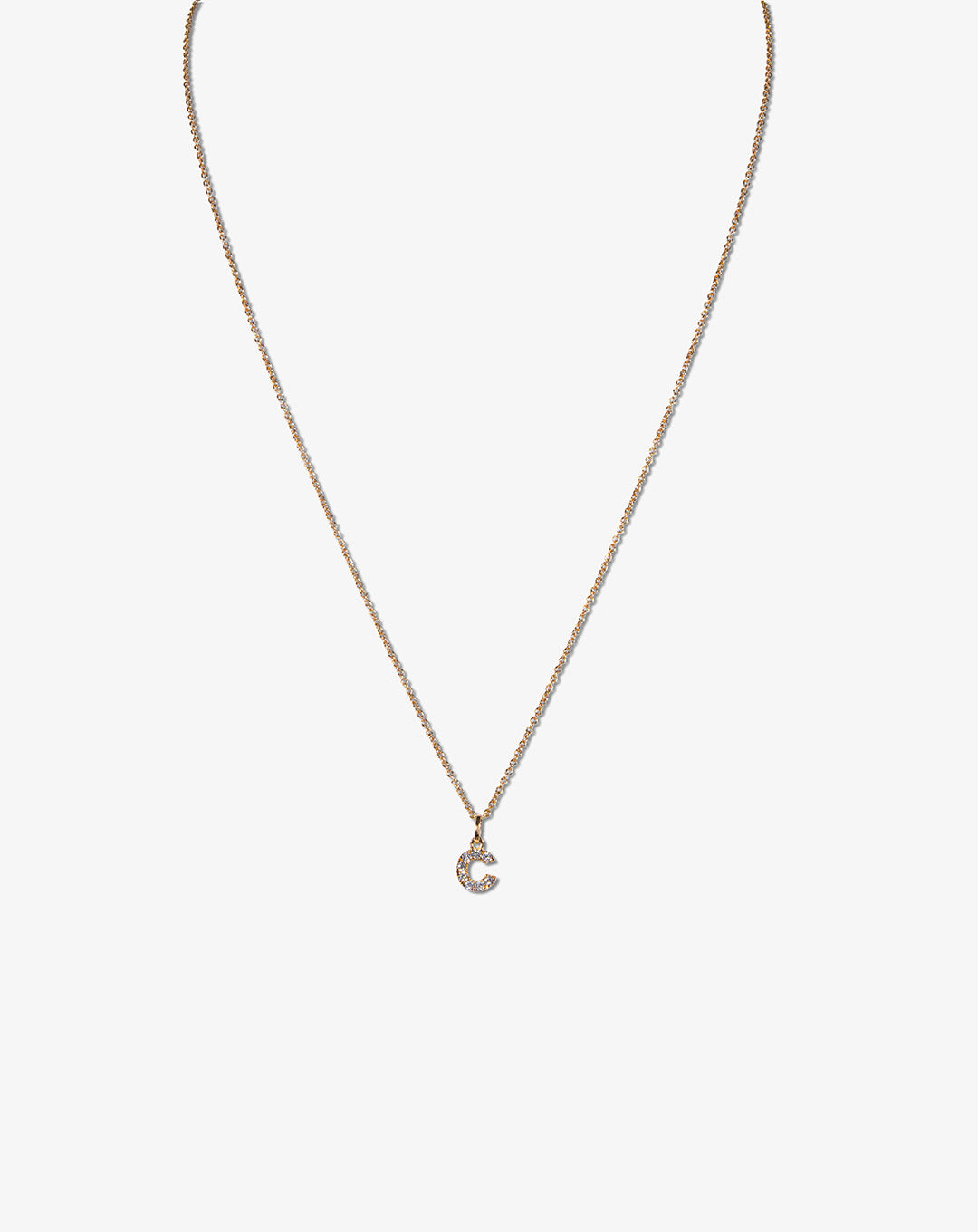 Pink Gold Necklace with Letter C and Diamonds