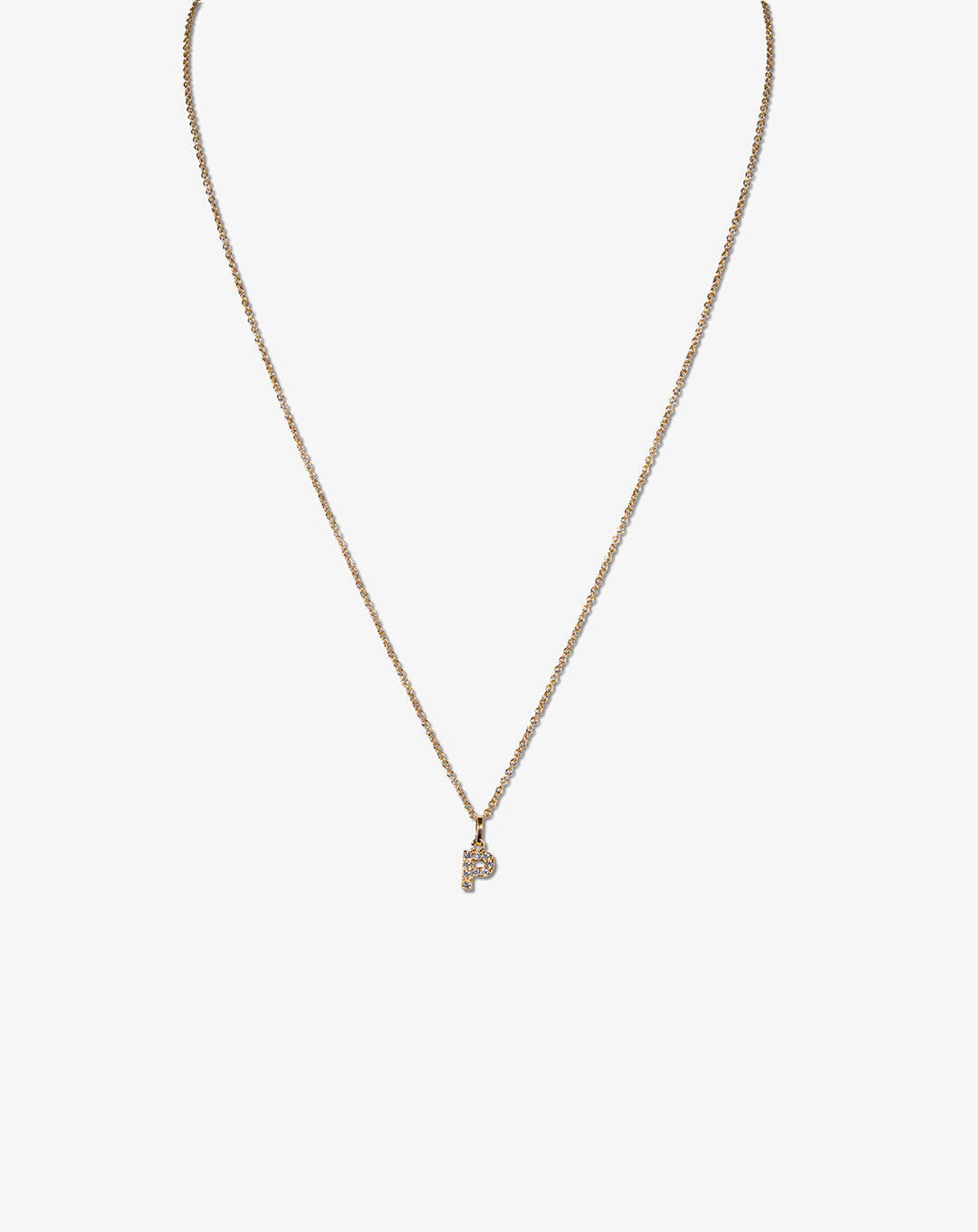 Pink Gold Necklace with Letter P and Diamonds