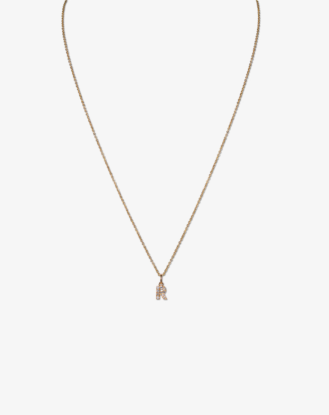 Pink Gold Necklace with Letter R and Diamonds