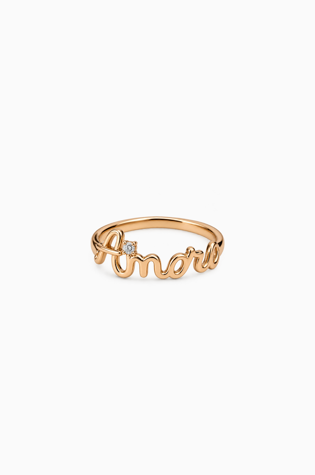 Anel Amore em ouro rosa com diamante