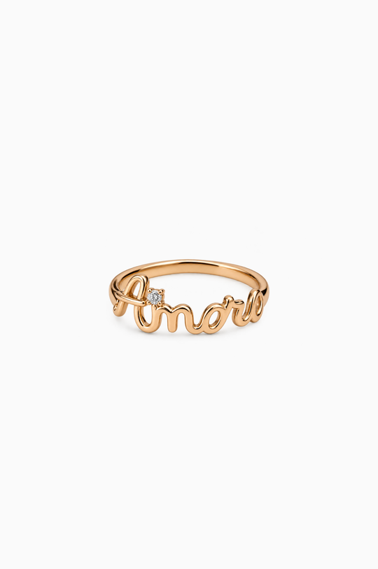 Anel Amore em ouro rosa com diamante