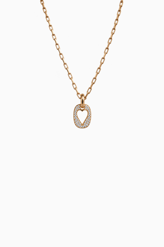 Colar coração em ouro rosa e diamantes