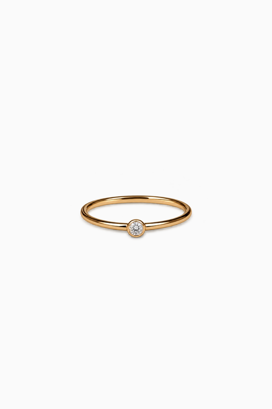 Pink Gold Ring with Solitaire Diamond