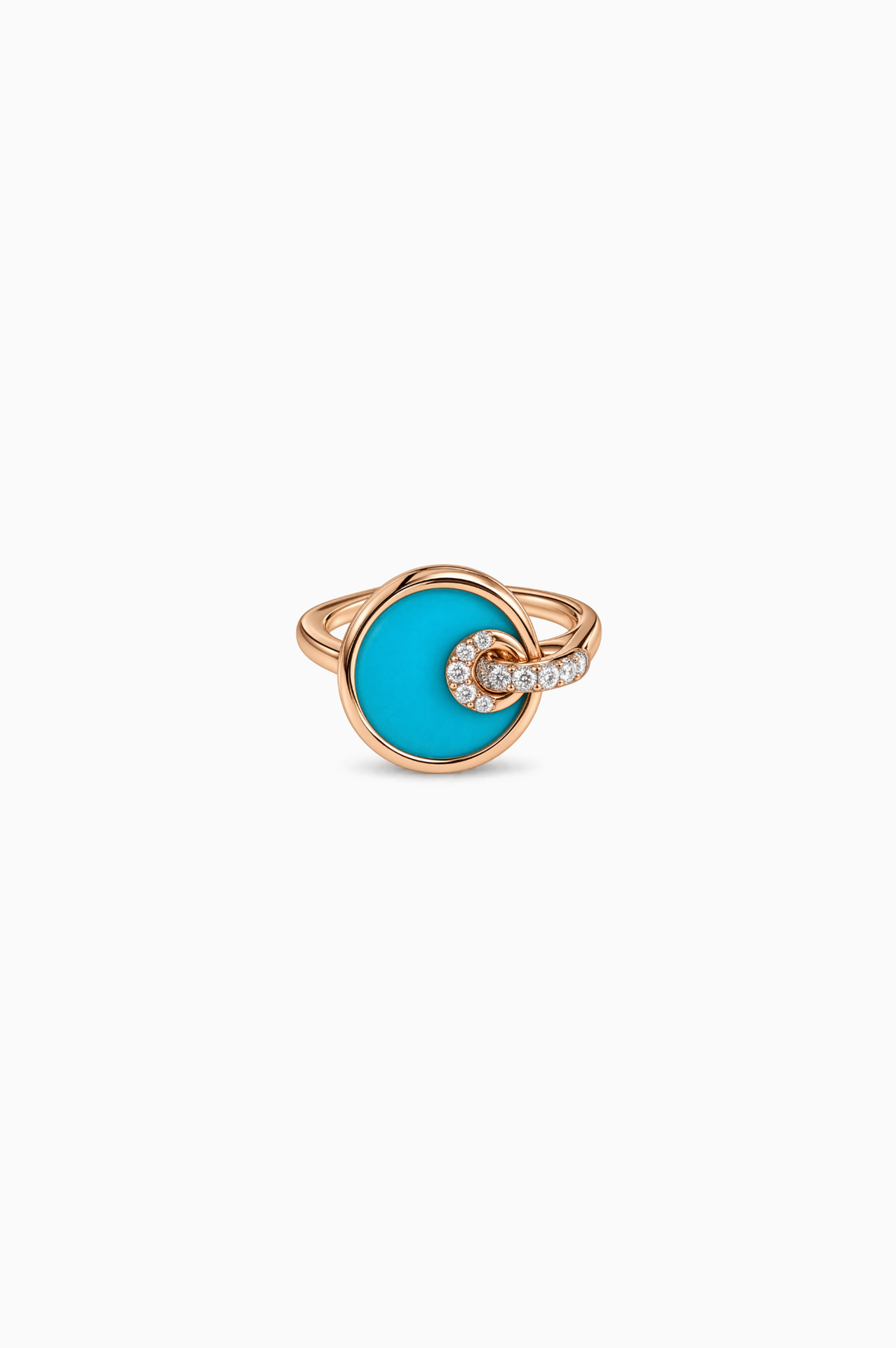 Pink Gold Ring With Diamonds Turquoise