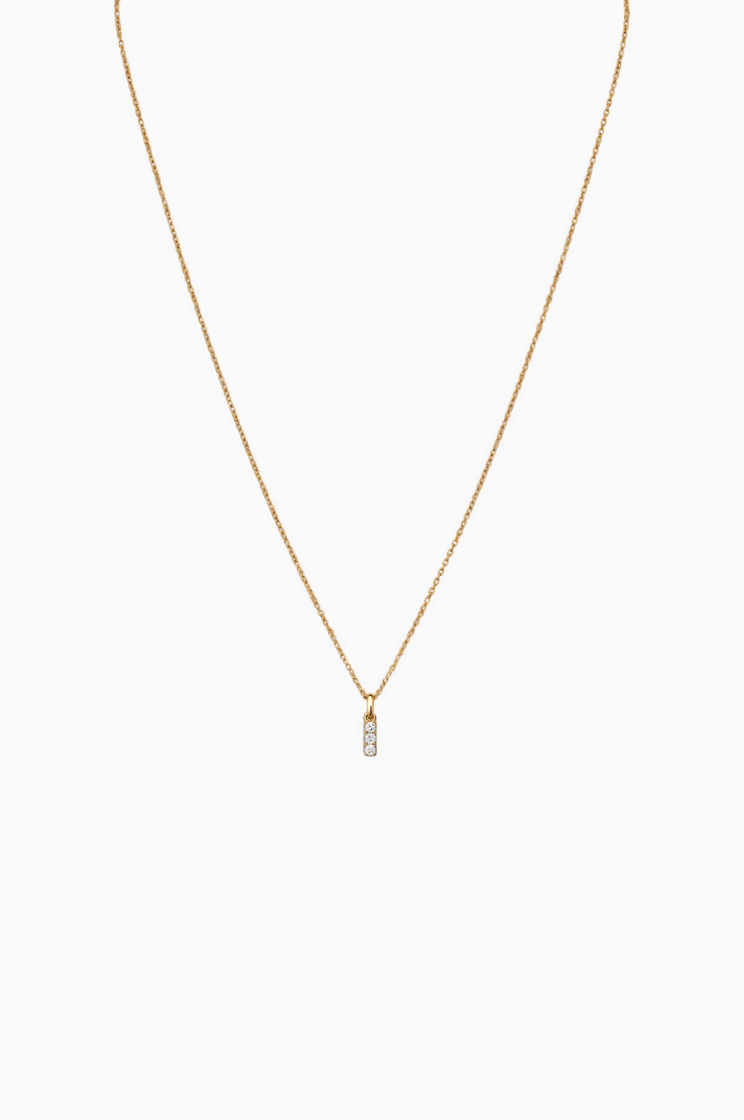 Pink Gold Necklace with Letter I and Diamonds