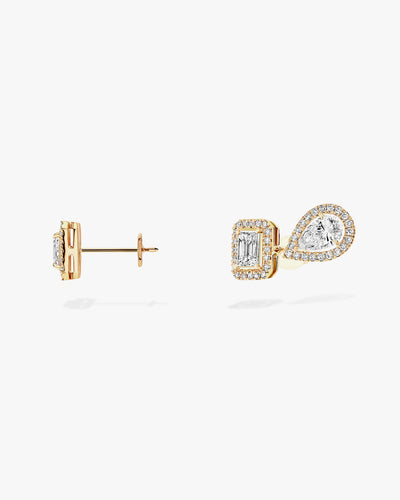 Yellow Gold Diamond Earrings My Twin 1+2 0,20 Ct X3