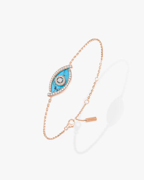 Pink Gold Diamond Bracelet Lucky Eye Turquoise